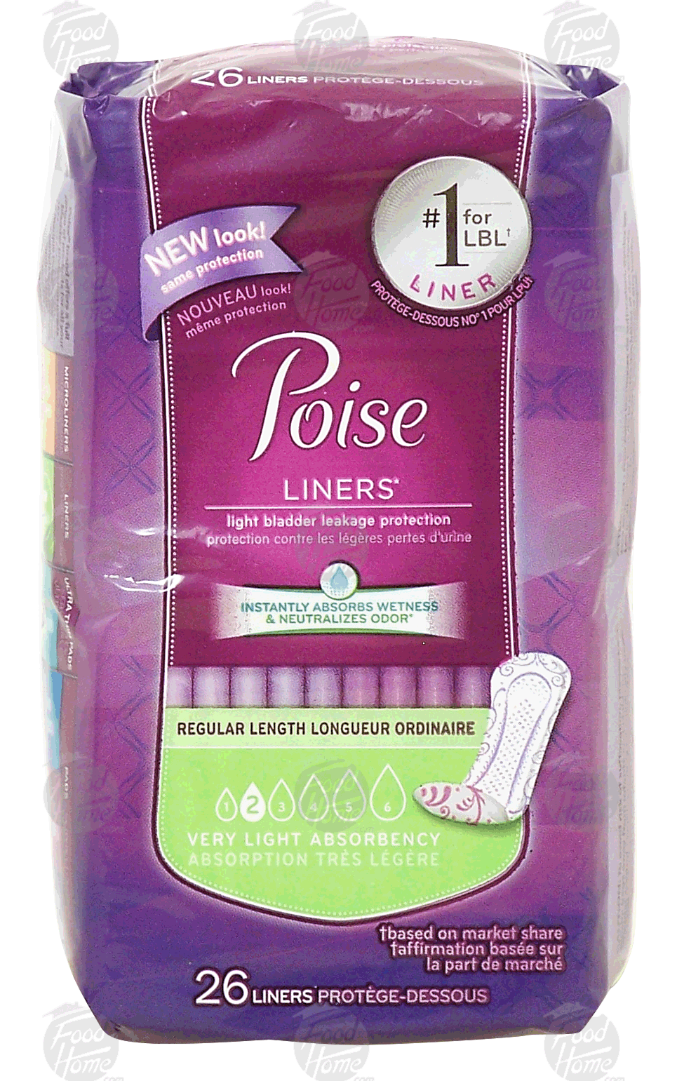 Poise Liners light bladder leakage protection, very light absorbency, regular length Full-Size Picture